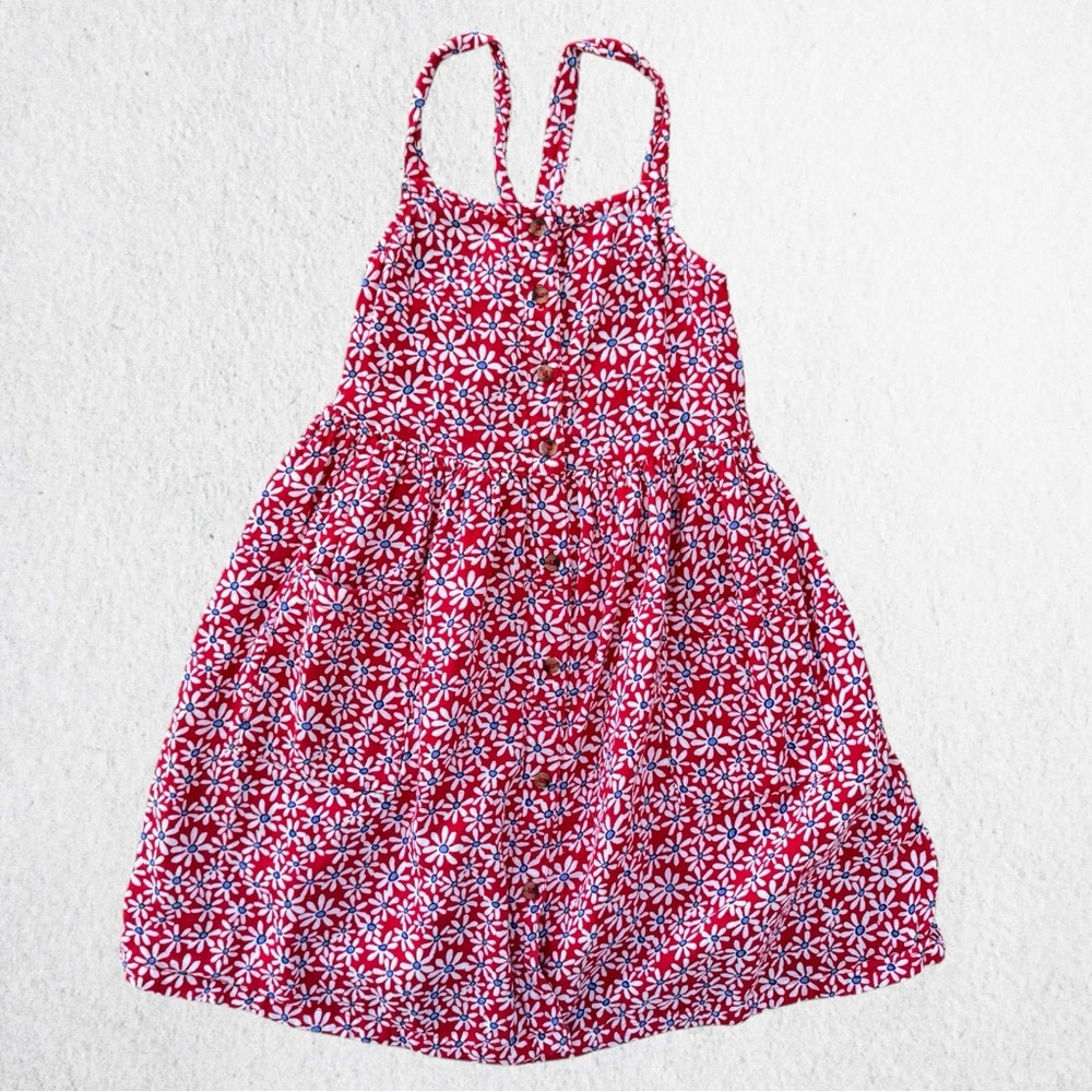 Cat & Jack Red White Floral Dress Size 6